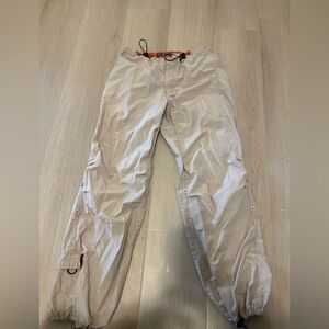 Men's Beige Utility Cargo Pants with Drawstring Waist
